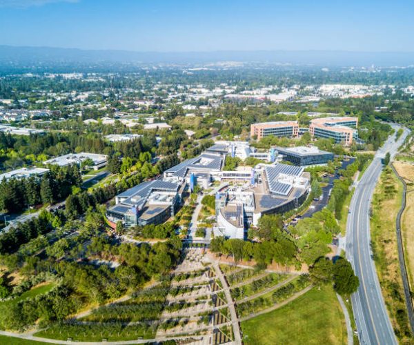 Mountain View, Ca/USA May 7, 2017: Googleplex - Google Headquarters office buildings seen from the above